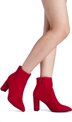Miniatura 6 de DREAM PAIRS - Botines de tacón grueso para mujer, botas hasta el tobillo con punta puntiaguda