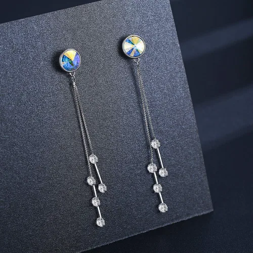 Miniatura 2 de Pendientes de lágrima con cambio de color chapado en platino hechos con cristales austriacos de Aurora Borealis
