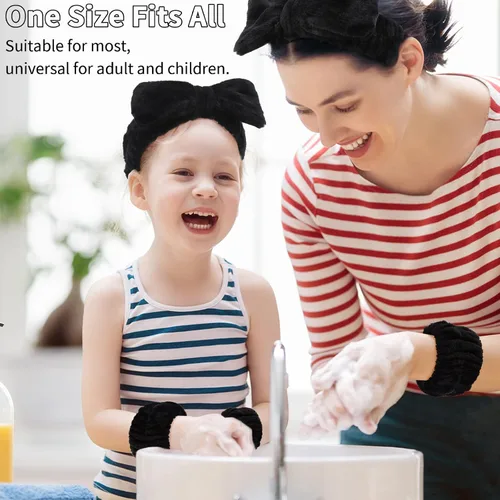Miniatura 4 de WHAVEL Juego de 6 diademas y pulseras de spa, cintillo de lavado facial, muñequeras para lavar la cara, maquillaje, cuidado de la piel, banda