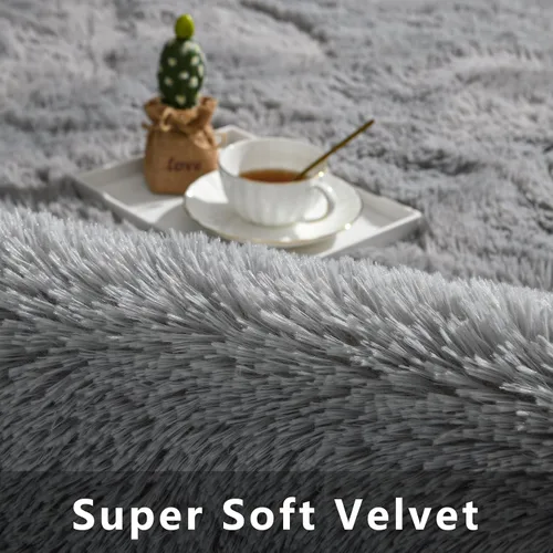 Miniatura 2 de Alfombra gris grande de 6 x 9 pies para sala de estar, dormitorio, alfombra de área de pelo mullido, alfombra de felpa antideslizante