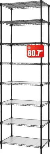 Miniatura 9 de Finnhomy Estantería de alambre de 8 niveles Estantería de alambre de acero ajustable Estante de almacenamiento de 8 estantes de acero o dos