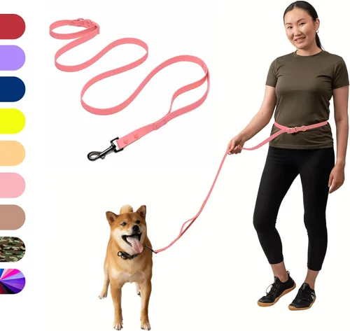 Miniatura 12 de Correa de perro resistente manos libres para perros medianos a grandes para correr cómodamente caminar Cierre de hebilla Mango acolchado suave