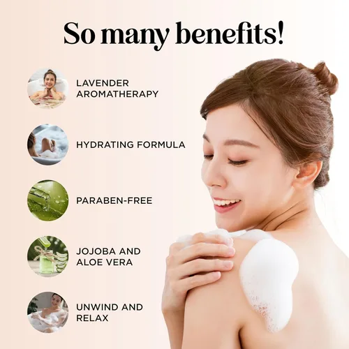 Miniatura 3 de Lujoso baño de burbujas de lavanda para mujer, sin sulfatos, lavanda y vainilla, burbujas de baño relajante para mujeres, espuma de baño relajante