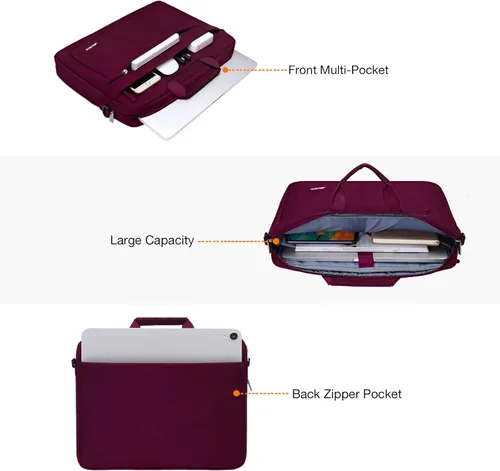 Miniatura 3 de MOSISO Bolsa de hombro mensajero para laptop compatible con MacBook Air de 15 pulgadas M4 M3 M2/Pro de 16 pulgadas M4 M3 M2 M1, 15-15.6 pulgadas HP