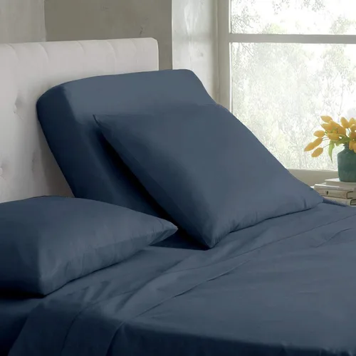 Miniatura 13 de Base de cama ajustable – Juego de sábanas de cabeza dividida superior tamaño Queen – Sábanas de 100% algodón egipcio sólido color azul aguamarina