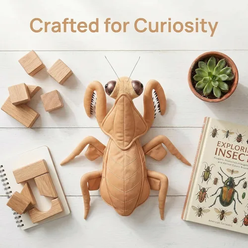 Miniatura 8 de Peluche grande de Mantis marrón – Animales de peluche realistas de mantis religiosa marrón de 15 pulgadas, juguetes de insectos de alas grandes