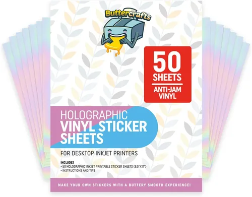 Miniatura 17 de Papel adhesivo de vinilo transparente imprimible, impermeable, 25 hojas de 8.5 x 11 pulgadas, impresora de inyección de tinta (no Epson), papel Claro