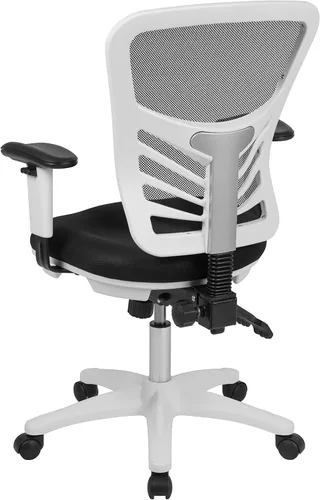 Miniatura 5 de Flash Furniture Nicholas Silla Giratoria de Respaldo Medio para Oficina y Videojuegos, Silla de Oficina Ergonómica de Malla con Soporte Lumbar Malla
