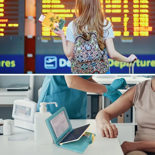 Miniatura 6 de ACdream Combo de portatarjetas de pasaporte y vacunación, funda con ranura para tarjeta de vacunación CDC, protector organizador de documentos