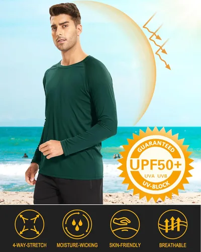 Miniatura 38 de MAGCOMSEN Camisas de manga larga para hombre, protección solar UPF 50+, camisetas atléticas para senderismo, correr, entrenamiento, protección