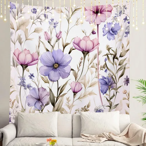 Miniatura 69 de Shrahala Tapiz de pared azul brillante, acuarela azul degradado para colgar en la pared, tapiz grande decorativo de fibra de poliéster, dobladillo