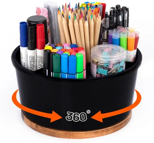 Organizador de marcadores para 300 marcadores, organizador de almacenamiento de suministros de arte giratorio de 360°, soporte para bolígrafo para