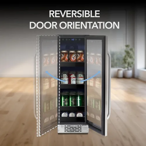 Miniatura 8 de Whynter BBR-638SB Refrigerador y enfriador de bebidas integrado debajo del mostrador de 12 pulgadas, refrigerador con puerta de vidrio, 2.0 pies