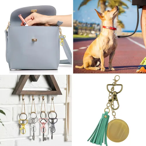 Miniatura 4 de Hotop 35 piezas de cierres giratorios para llavero, gancho de clip de metal de langosta con anillos en D para llavero, bolso, hardware, proyecto