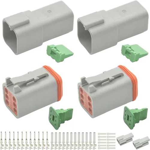 Miniatura 10 de Deutsch - Kit de conectores de 215 piezas, 12 juegos de 2, 3, 4, 6, 8, 12 pines con tamaño 16 contactos estampados, 14-20AWG Serie DT sellados
