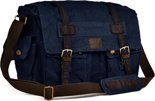 Miniatura 12 de Bolsa bandolera de hombro de lona LEATHER VILLAGE para hombres y mujeres – Elegante bandolera estilo mochila para oficina, viajes y uso diario