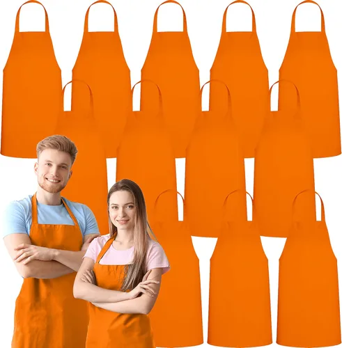 Miniatura 16 de GREEN LIFESTYLE Paquete de 2 delantales de chef con bolsillos, delantales de parrilla para hombres, delantal de cocina impermeable para barbacoa