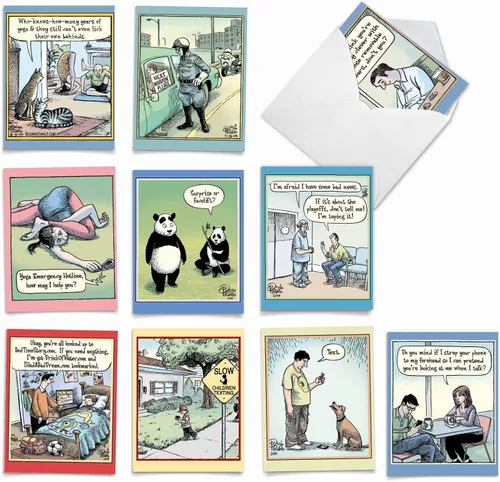The Best Card Company - 10 Divertidas Tarjetas de Notas de Humor en Blanco Surtidas para Todas las Ocasiones Juego en Caja de 4 x 5.12 Pulgadas con