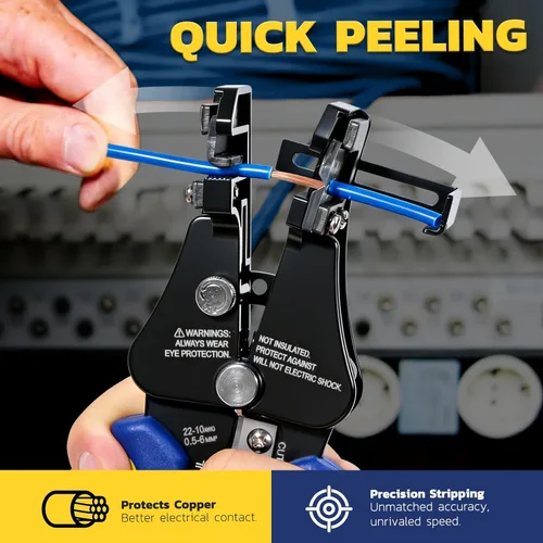 Miniatura 6 de haisstronica Herramienta pelacables, paquete de 2 pelacables automáticos 3 en 1 ajustables y resistentes para 8-26 AWG, pelacables, corte, engaste