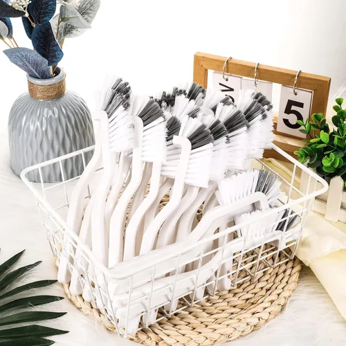 Miniatura 5 de Yinkin 24 piezas de cepillo de limpieza de esquina de borde de baño a granel cepillo de limpieza de esquina de ángulo recto mini para lechada hogar