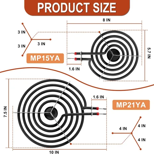 Miniatura 5 de W10196405 W10196406 W10196406 - Juego de quemador de estufa eléctrica MP22YA de Cenipar-Compatible con Whirl-pool Ken-more Ama-na Range Horno/estufa