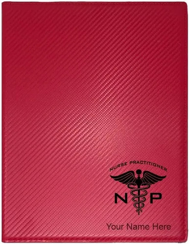 Miniatura 7 de Bloc de notas pequeño de 7 x 9 pulgadas, enfermera practicante NP, grabado personalizado incluido (negro con plata)