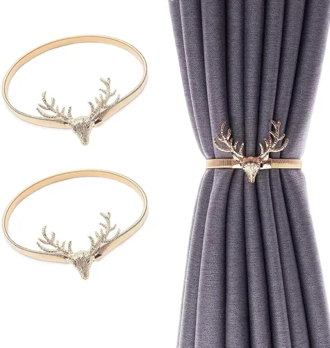 Miniatura 12 de 2Pcs Gold Curtain Tiebacks Shiny Metal Curtain Holdbacks with Exquisite Knot, Elegant Curtain Buckle for Living Room, Bedroom, Office Window