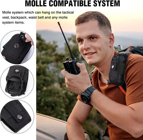 Miniatura 4 de Molle - Funda de radio para walkie talkie para cinturón de servicio, funda de radio, bolsa de intercomunicación táctica de caza (1 paquete, negro)