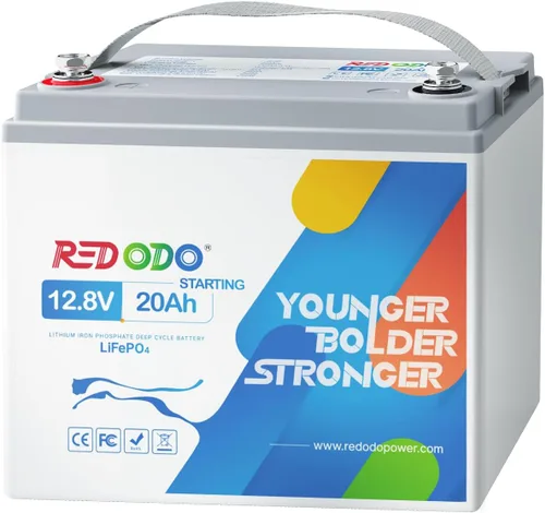Redodo Batería de litio LiFePO4 de 12V 20Ah, batería de arranque de 800CCA, batería marina del grupo U1 con BMS incorporado, batería de litio de