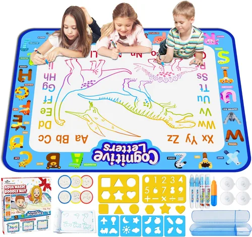 Miniatura 8 de Jasonwell Tapete para dibujar agua acuática de 31 x 31 pulgadas, tapete grande de dibujo mágico para colorear, juguetes educativos, regalos