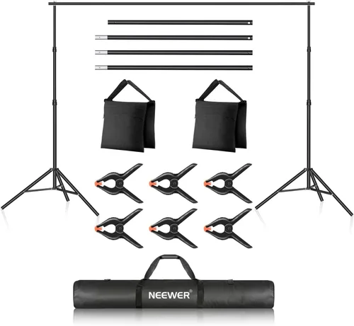 Miniatura 9 de Neewer Kit de soporte de fondo en forma de T, soporte de trípode ajustable de 8.5 pies de alto y barras transversales de 5 pies/4.9 ft de ancho