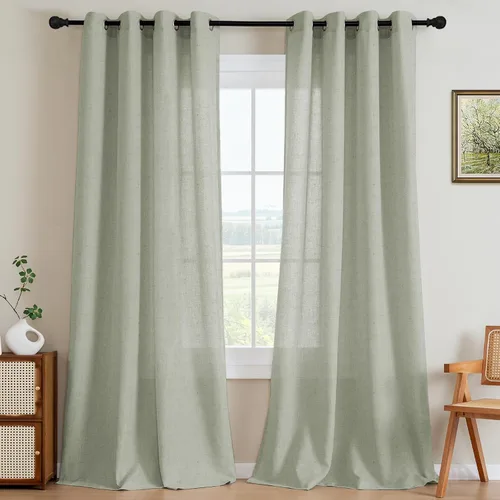 Miniatura 10 de H.VERSAILTEX Elegant - Cortinas texturizadas de lino natural mezclado con eficiencia energética, filtrado de luz, con ojales de níquel