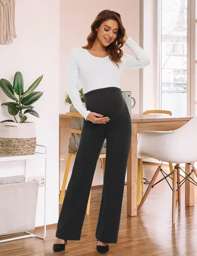 Miniatura 8 de Tapata Pantalones de maternidad para mujer de 28, 30, 32 pulgadas, corte de bota, pantalones de vestir con bolsillos sobre el vientre, pantalones