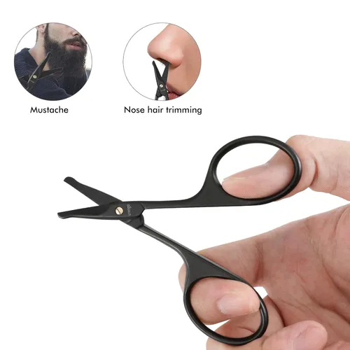 Miniatura 7 de LIVINGO Tijeras de pelo de nariz prémium de 3.75 pulgadas, cuchillas de seguridad curvadas con punta redondeada para recortar pequeños detalles