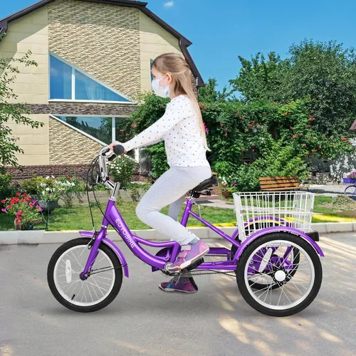 Miniatura 7 de LILYPELLE Triciclo triciclo de 16 pulgadas para principiantes y bicicletas de 3 ruedas de una sola velocidad, bicicletas de tres ruedas con cesta