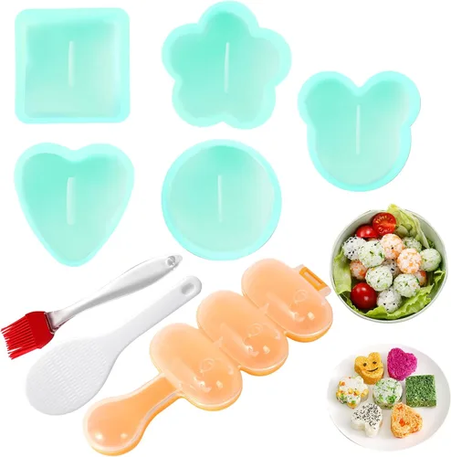 Miniatura 9 de Onigiri - Kit de moldes para hacer sushi musubi con paleta de arroz, cepillo para cocina, sin BPA, duradero, polipropileno, pequeño, redondo