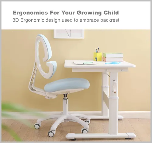 Miniatura 4 de Silla de escritorio para niños, niñas, niños, adolescentes, silla de computadora de oficina, diseño ergonómico, altura ajustable y profundidad