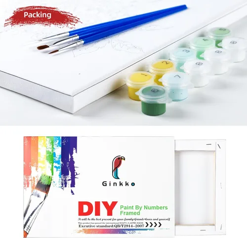 Miniatura 7 de Ginkko Kit de pintura por números para adultos, principiantes y niños de 8 a 12 años con marco de madera, fácil acrílico sobre lienzo de 8 x 12