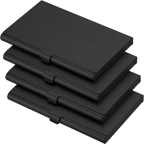 Miniatura 8 de PATIKIL Titular de la tarjeta de visita, caja de tarjeta de metal de aluminio titular de la tarjeta profesional para tarjeta de crédito de la Rojo
