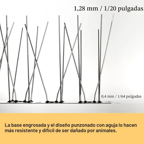 Miniatura 2 de OFFO - Púas de control de aves con base de acero inoxidable, púas de aves duraderas, púas en forma de flecha para palomas, kit de valla
