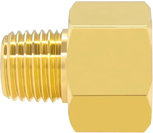 Miniatura 4 de Hooshing 2 piezas de adaptador reductor de rosca macho 1/4" NPT a hembra 1/2" NPT para tubería de latón