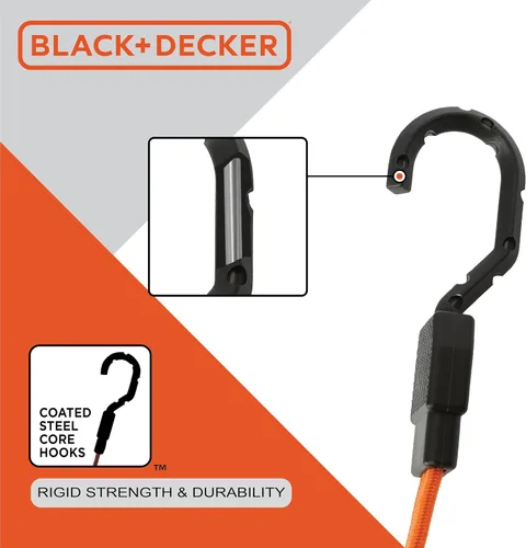 Miniatura 6 de Black+Decker BDX1018 - Juego de 6 correas de trinquete de 10 pies y correa elástica de 36 pulgadas, carga de trabajo segura de 300 libras