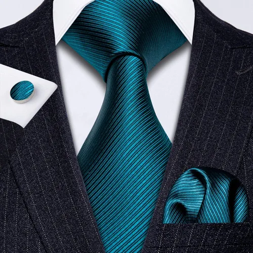 Miniatura 77 de Barry.Wang Juego de corbatas para hombre, corbata de seda a rayas, tejido a cuadros, gemelos formales, negocios, boda