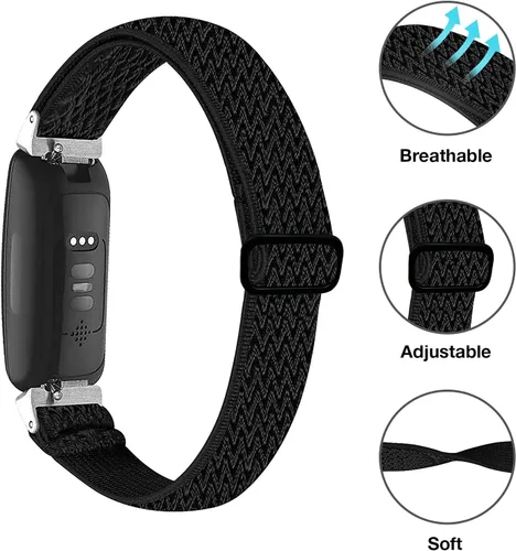 Miniatura 2 de Bandas elásticas compatibles con Fitbit Inspire 2 / Inspire HR/Inspire, correa de nailon elástico suave ajustable Solo Loop Correa de repuesto