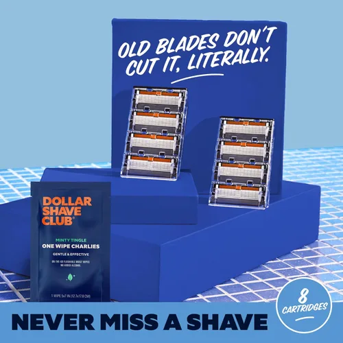 Miniatura 5 de Dollar Shave Club 6 repuestos de maquinilla de afeitar (8 unidades) 6 cuchillas de acero inoxidable para un afeitado cercano y cómodo, 1 una