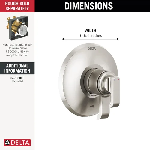 Miniatura 2 de Delta Faucet Tetra Serie 17 Lumicoat T17089-SS-PR - Kit de moldura de válvula de ducha de doble función, mango de ducha, kit de moldura de ducha