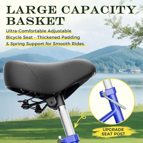 Miniatura 7 de Betterland Triciclo para adultos de 24/26 pulgadas, triciclo cómodo con canasta grande, bicicleta de crucero estable de 3 ruedas para compras