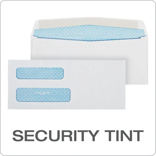 Miniatura 3 de Quality Park® Sobres de doble ventana #8-5/8, sobres tintados de seguridad, 3-5/8 x 8-5/8, engomados, papel blanco de 24 libras, costuras laterales