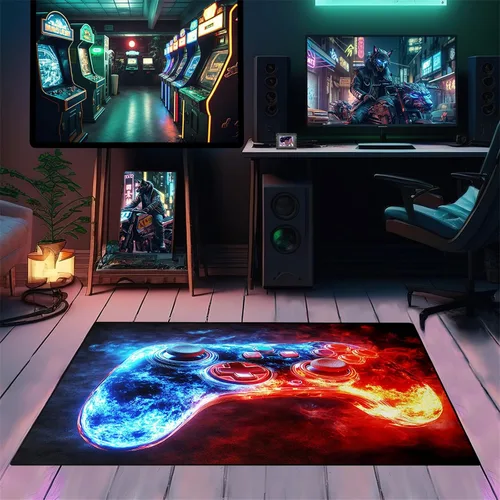 Miniatura 5 de Alfombra de videojuegos para habitación de niños, alfombra de control de videojuegos, decoración de habitación de jugadores para niños, adolescentes