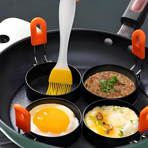 Miniatura 5 de 2 anillos cuadrados y redondos para freír, anillo de huevo frito antiadherente de 4 pulgadas, anillos de cocina de panqueques de huevo de acero